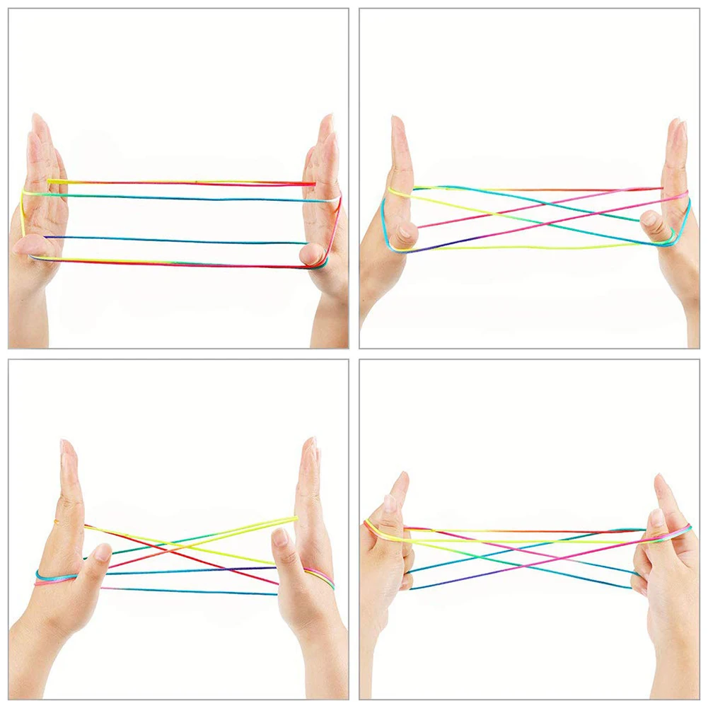 Kids String Game Toy Rainbow Colour Fumble Finger Thread Rope Developmental Toy Puzzle Interactive Game toys for Children Kids