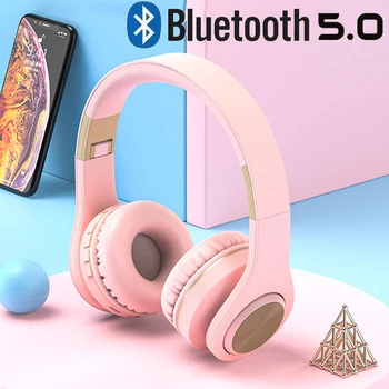 

Bluetooth 5.0 Headset Multifunctional Upgraded Headphones Stereo Wireless LED FM Radio Earphone Heavy Bass Sports Headphones