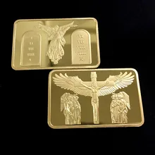 

Religious Belief Christian Wing Jesus Cross Crucifixion Square Brick Gold-plated Commemorative Coin Gold Bar Coins Collectibles