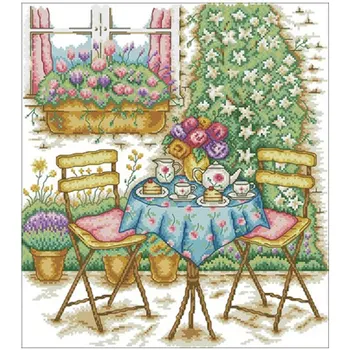 

Garden chair patterns Counted Cross Stitch 11CT 14CT 18CT DIY Chinese Cross Stitch Kits Embroidery Needlework Sets home decor