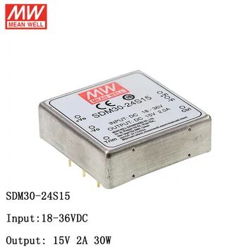 

MEAN WELL SDM30-24S15 DC-DC Regulated Single Output Converter 18-36V DC to 15V DC 2A 30W Module type Switching Power Supply
