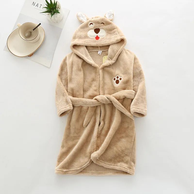 Baby Girls Boys Robes Children Bathrobe Hooded Cap Soft Velvet Robe Pajama Kids Coral Warm Clothes Baby Lovely Home Clothes
