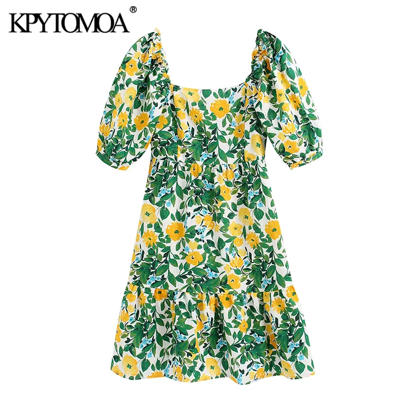KPYTOMOA Women 2020 Elegant Fashion Floral Print Mini Dress Vintage Short Sleeve Backless Zipper Female Dresses Vestidos Mujer KPYTOMOA Women 2020 Elegant Fashion Floral Print Mini Dress Vintage Short Sleeve Backless Zipper Female Dresses Vestidos Mujer