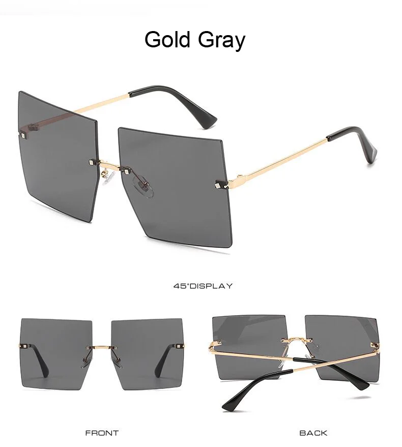 oversized square sunglasses Vintage Square Sunglasses Women Luxury Oversized Rimless Sun Glasses Shades Female Fashion Brand Designer Clear Oculos De Sol coach sunglasses