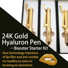 Гиалурон ручка бустер стартовый набор с распылителем ампульная головка шприц иглы Гиалуроновая кислота для губ подтяжки инъекций 24K золото