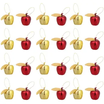 

24PCS Mini Simulation Apple Pendant Christmas Apple Hanging Ornament Plastic Apple Hanging Pendant for Party Hotel Bar Golden
