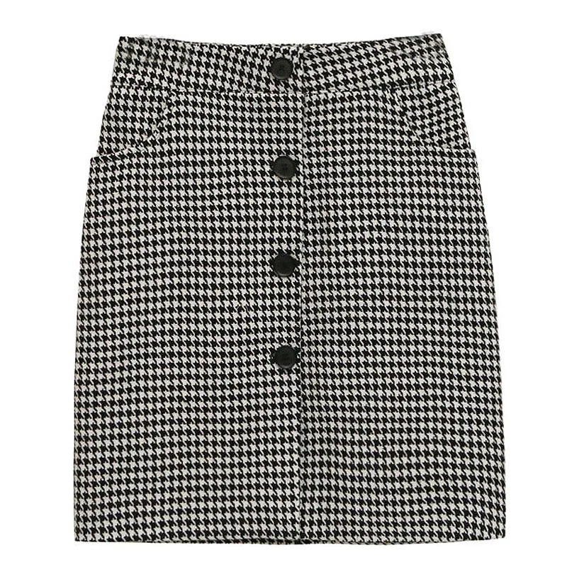 Женская винтажная юбка-трапеция с высокой талией в ломаную клетку