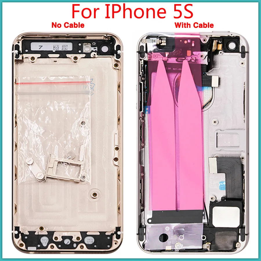 AAA+++ качество для IPhone 5S батарея задняя панель Задняя крышка с гибким кабелем+ sim-карта