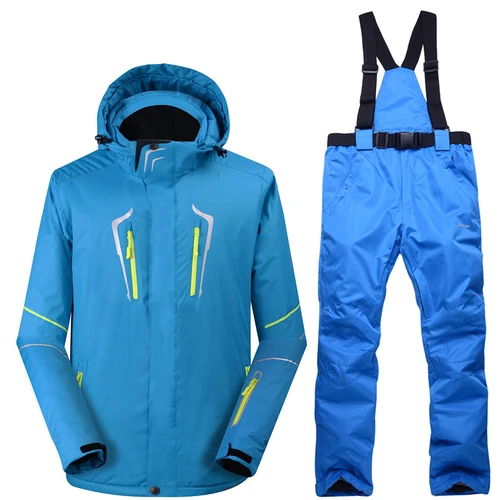 30 градусов зимние высококачественные мужские лыжные комплекты одежда для сноуборда водонепроницаемые ветрозащитные зимние костюмы лыжные куртки+ комбинезон штаны 2 шт - Цвет: color 15