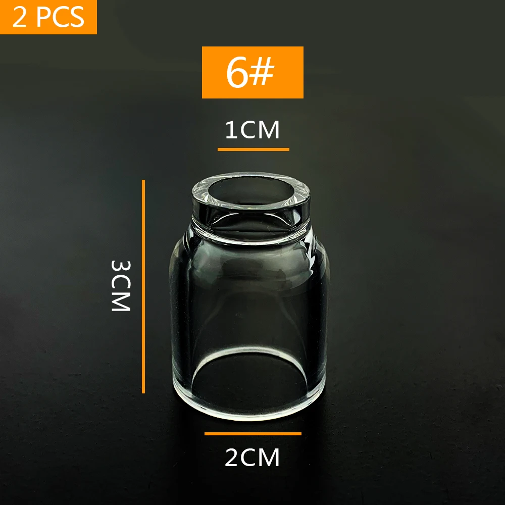 2pc Clear TIG Torch Accessories #6 Welding Stubby Gas Lens Glass Cup For Tig WP-17/18/26 Torch