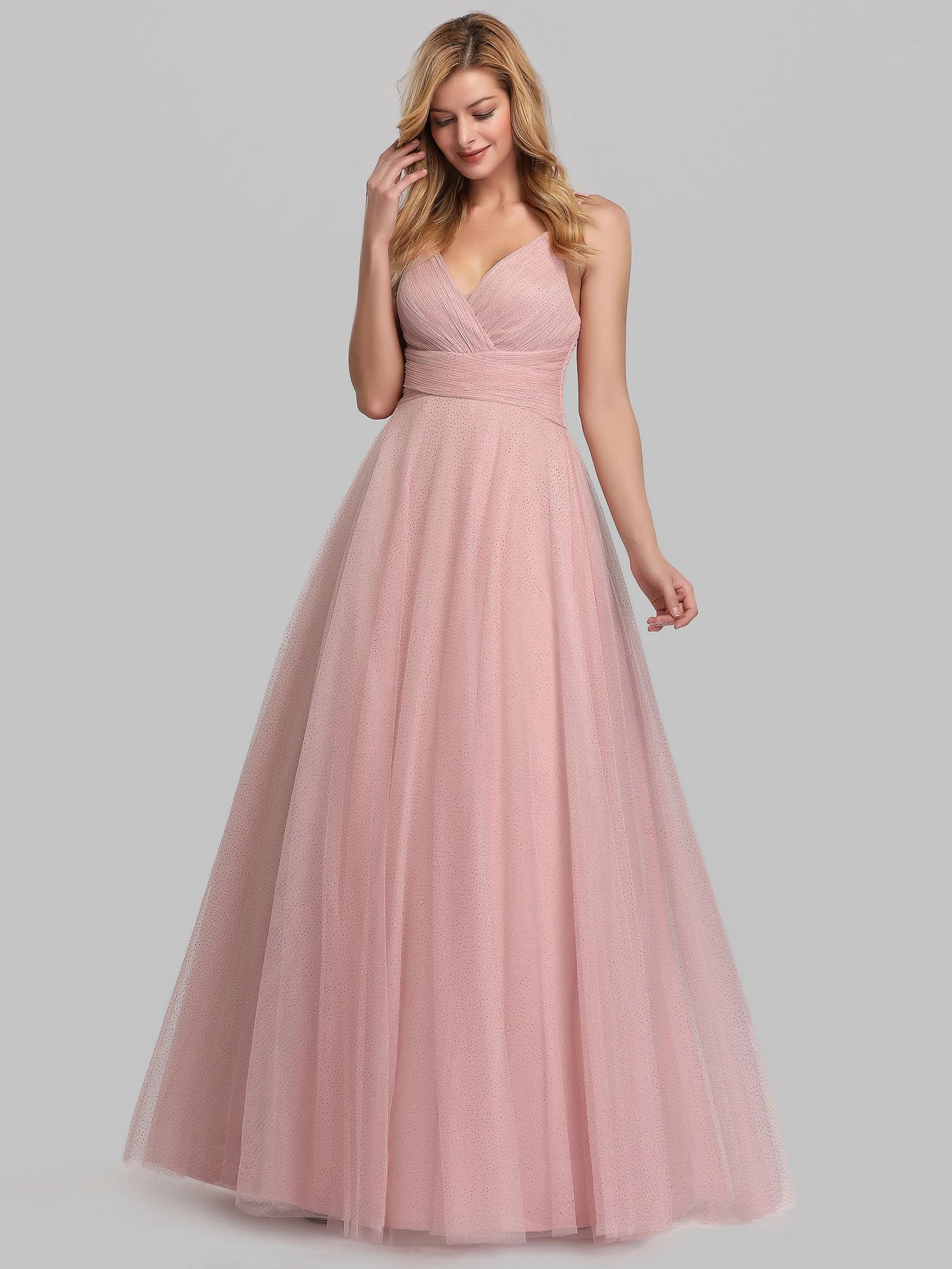 Sweet Evening Dress LongV-Neck Floor Length Spark Tulle Ever Pretty 2022 Bridesmaid Dresses Robe De Soirée Vestidos De Fiesta sexy evening gowns