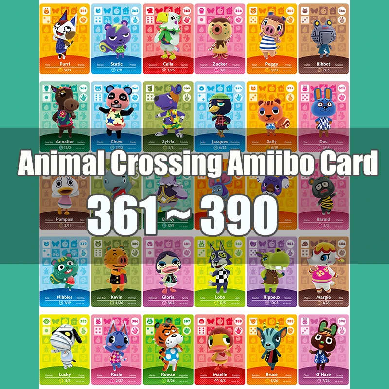 

Animal Crossing Amiibo Card Animal Crossing New Horizons Game NFC Lobo Card Work for NS 3DS Game Switch Series 4 (361-390)