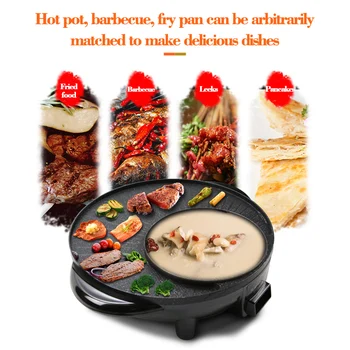 

New Electric Frying Pan Hot Pot Bakeware Diameter 36cm Multifunction Teppanyaki Electric Barbecue Smokeless Pancakes Pan AU Plug