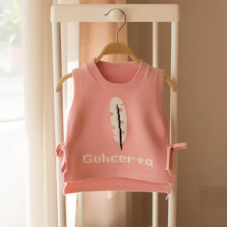 

Korean-style Childrenswear 2018 Spring And Autumn Children Sleeveless Waistcoat Sweater Girls Leaf Vest Small CHILDREN'S Fashion