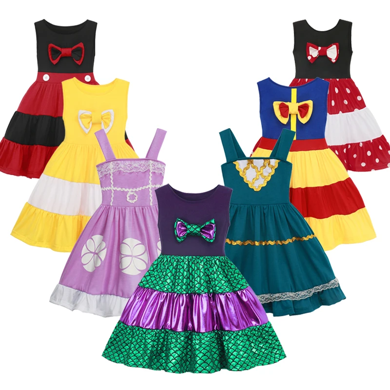 

VOGUEON Hot Sale Little Girls Dress Mermaid Snow White Dresses Princess Clothing Belle Sofia Birthday Party Fancy Costume Kids