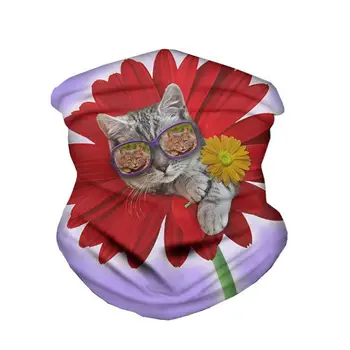 

HYCOOL Sunflower Cat Dog Pattern Women Men Scarf Ski Motorcycle Balaclava Multi Function Magic Headband Casual Windproof Bandana