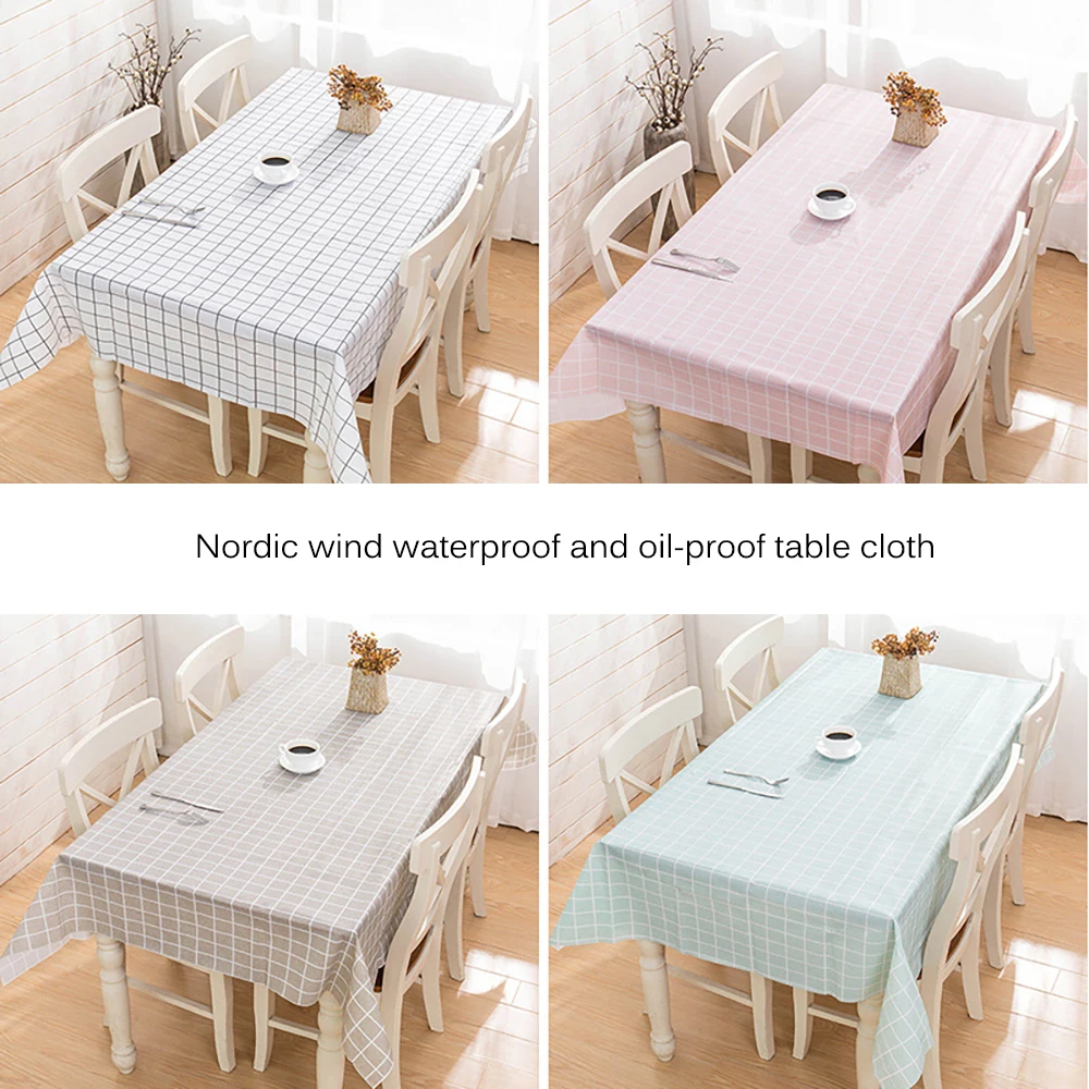 

Waterproof Washable Tablecloth Plain Dyed Wedding Birthday Party Table Cover Rectangle Desk Cloth Wipe Cover Oil Free