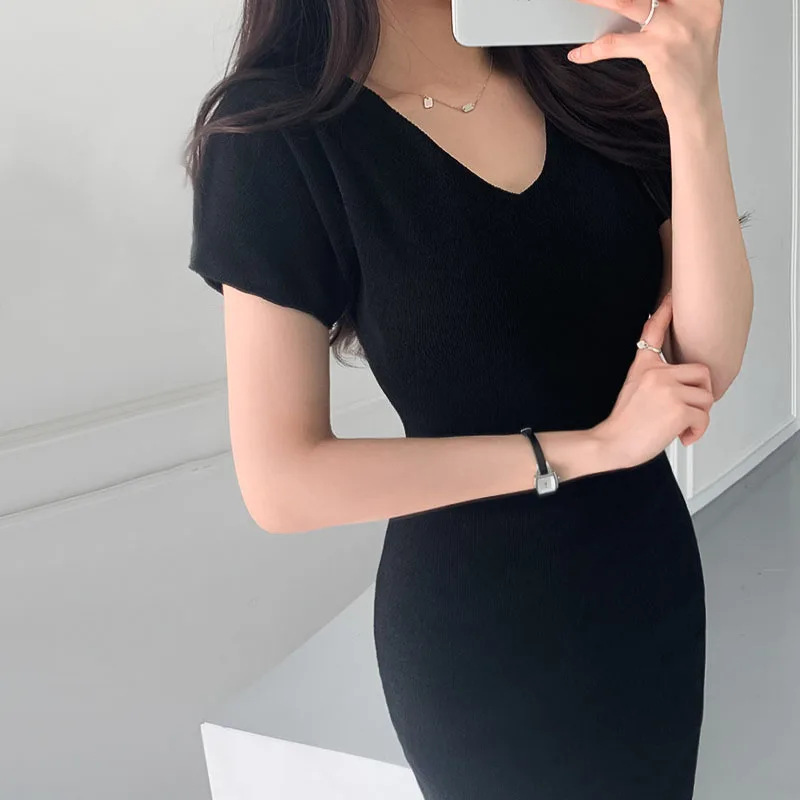 2020 Summer Office Elegance Sexy V-Neck White Dress Woman Vintage Beach Boho Party Bodycon Dresses