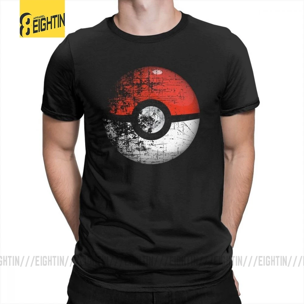 Ceny Zniszczony pokemon go team czerwony Pokeball wypoczynek t shirty człowiek krótki rękaw topy nowe koszulki oczyszczona bawełna O Neck t shirty