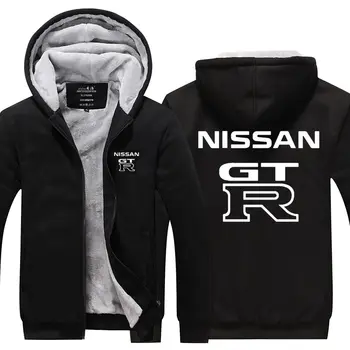 

Hoodies men Plus Velvet Thicken Nissan GTR sweatshirt zipper solid colour Full Sleeve Hooded casual coat