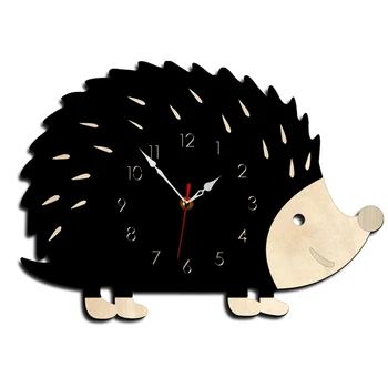 

Hedgehog Wall Clock Wooden Animal Clocks Living Room Bedroom Office Decor Watch Fashion Creative Modern Design