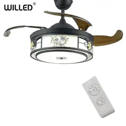 Китайский Невидимый потолочный светильник-вентилятор для гостиной, дома, ресторана, спальни, Потолочная классическая элегантная лампа