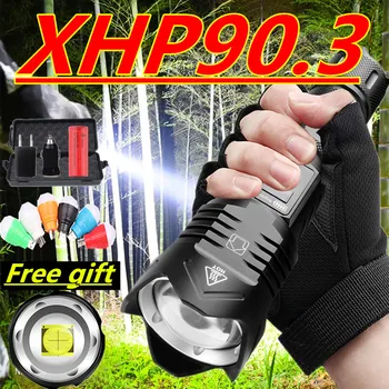 

Super Bright XHP90.3 Led flashlight Ultra Bright torch Camping light waterproof Zoomable Bicycle Light with 18650 26650 battery