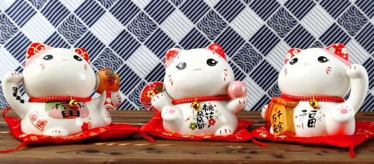 6 дюймов керамика Maneki Neko Копилка счастливые украшения "кошки" Домашний Декор подарок символ удачи фэн-шуй копилка