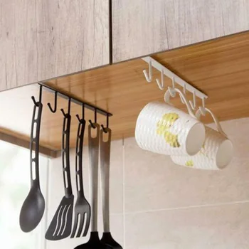 

6 Hooks Multifunctional Under-Cabinet Hanger Rack Kitchen Cupboard Storage Shelf Hook Home Accessories Practical space saving