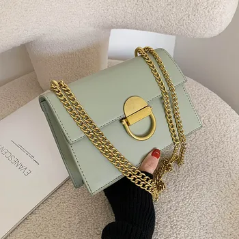 

Solid Color PU Leather Crossbody Bags For Women 2020 Chain Shoulder Messenger Bag Female Travel Handbags and Purses