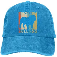 Винтажный Стиль Английский бульдог унисекс Пряжа-окрашенная джинсовая уличная спортивная кепка регулируемая бейсболка