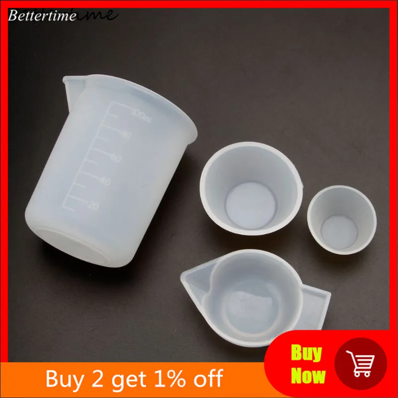 Sale 4Pcs Silicone Mixing Cups Measuring Cups 100ml 10ml DIY Resin Jewelry Tools Kit 33013668131