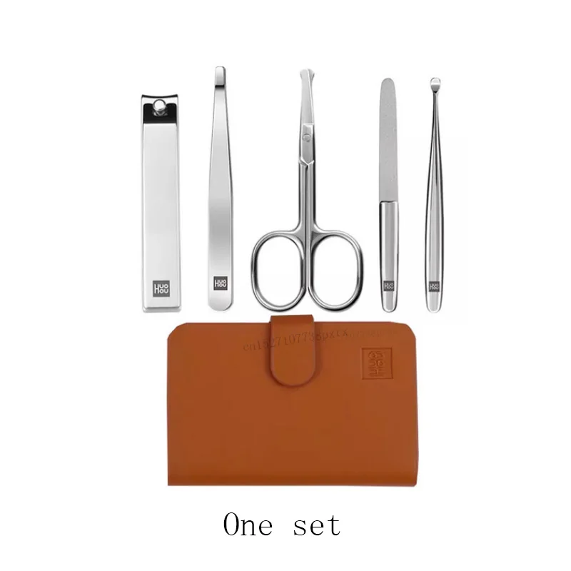 ONE SET Xiaomi Huohou 5 шт. новые маникюрные кусачки для ногтей триммер для волос в носу портативный дорожный гигиенический комплект из нержавеющей стали набор инструментов для ногтей - Цвет: ONE SET