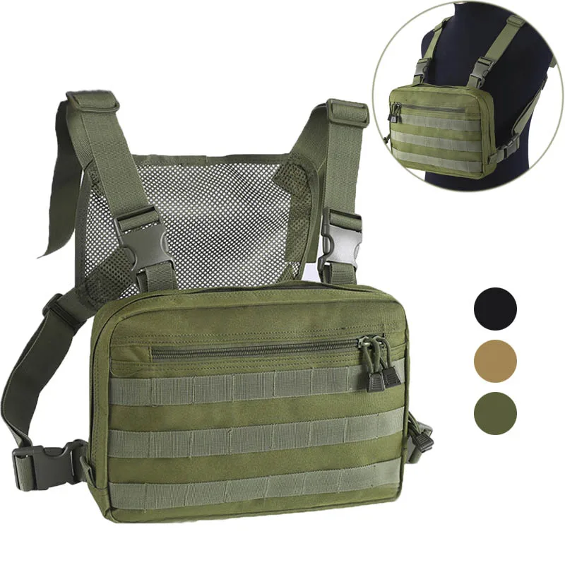 

Mesh Outdoor Hunting Military Combat Bags Tactical Chest Bag Hip Hop Streetwear Pouch Molle Front Pack Vest Backpack Breathable