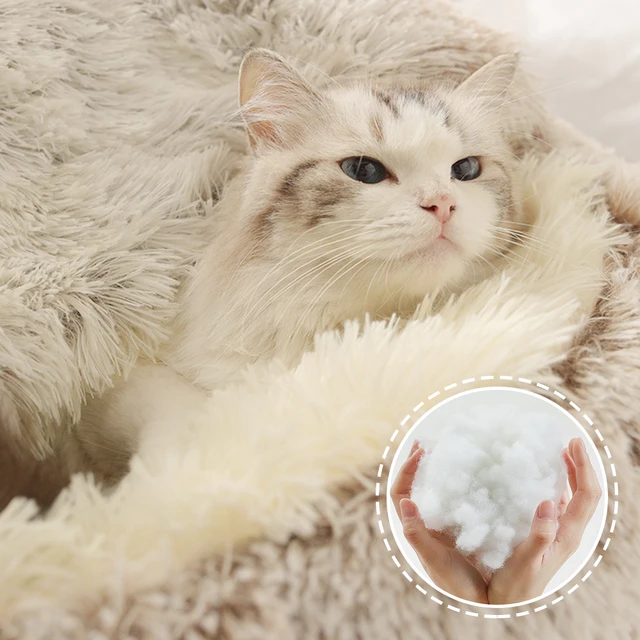 Winter Plush Pet Cat Bed Round Cat Cushion Cat House 2 In 1 Warm Cat Basket Pet Sleep Bag Cat Nest Kennel For Puppy Cat 2