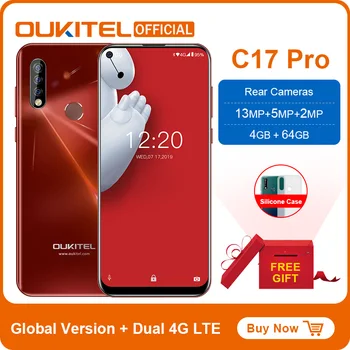 

OUKITEL C17 Pro 6.35"19.5:9 Android 9.0 4G RAM 64G ROM MTK6763 Octa Core Mobile Phone Rear Triple Cameras Dual 4G LTE Smartphone