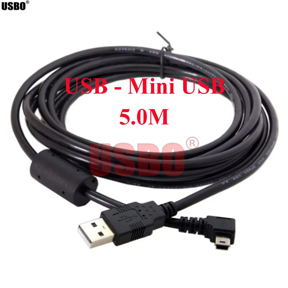 5.0M Высокое качество локоть черный 0,5 м 1,8 м 3,0 м 5,0 м USB 2,0 USB-A папа к мини-usb Мужской кабель для передачи данных - Цвет: 5.0M