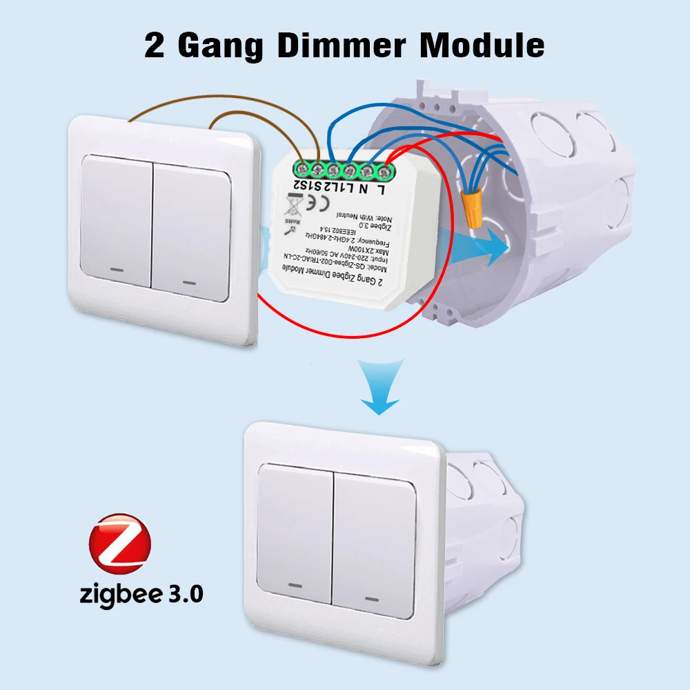 Tuya Zigbee 3 0 Диммер Беспроводной интеллектуальный коммутационный модуль Управление