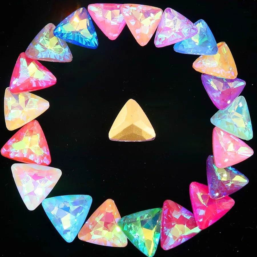 A45 AB colors mix Необычные стеклянные Хрустальные 18 мм желе конфеты AB& радужные цвета треугольной формы клей на Стразы бусины аппликация Рукоделие отделка - Цвет: A45 AB colors mix