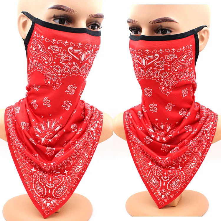 Magic headband triangle scarf ice silk mask breathable outdoor cycling hanging ear scarf variegated print scarf mens dress scarf