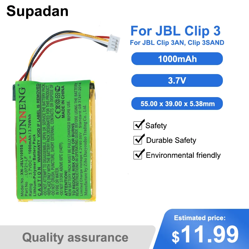 Sipadan 1000mAh 3.70Wh 3.7V Battery Bateria L0721-LF Clip 3 Clip 3AN Clip 3SAND - ANKUX Tech Co., Ltd