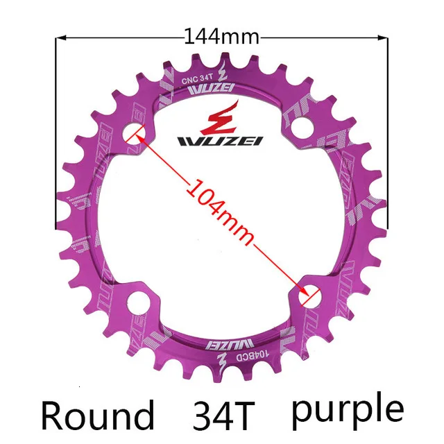 Purple 34T Round Одна узкая ширина система скорости Crown 104 Bcd 1 Rodada 38 36 34 32 T Mtb 9 10 11 S 1*11 крест кольцо - Цвет: Purple 34T Round