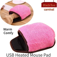 Зимний теплый коврик для мыши, толстый USB Коврик для мыши с подогревом, коврик для мыши с ремешком на руку, теплый зимний розовый черный USB порт, коврик для мыши