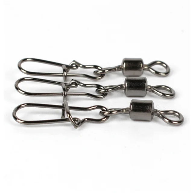 30pcs/lot Fishing Connector Swivels Interlock Pin Snap Rolling Swivel Stainless Steel Snap Fishhook Lure Fishing Accessories 6