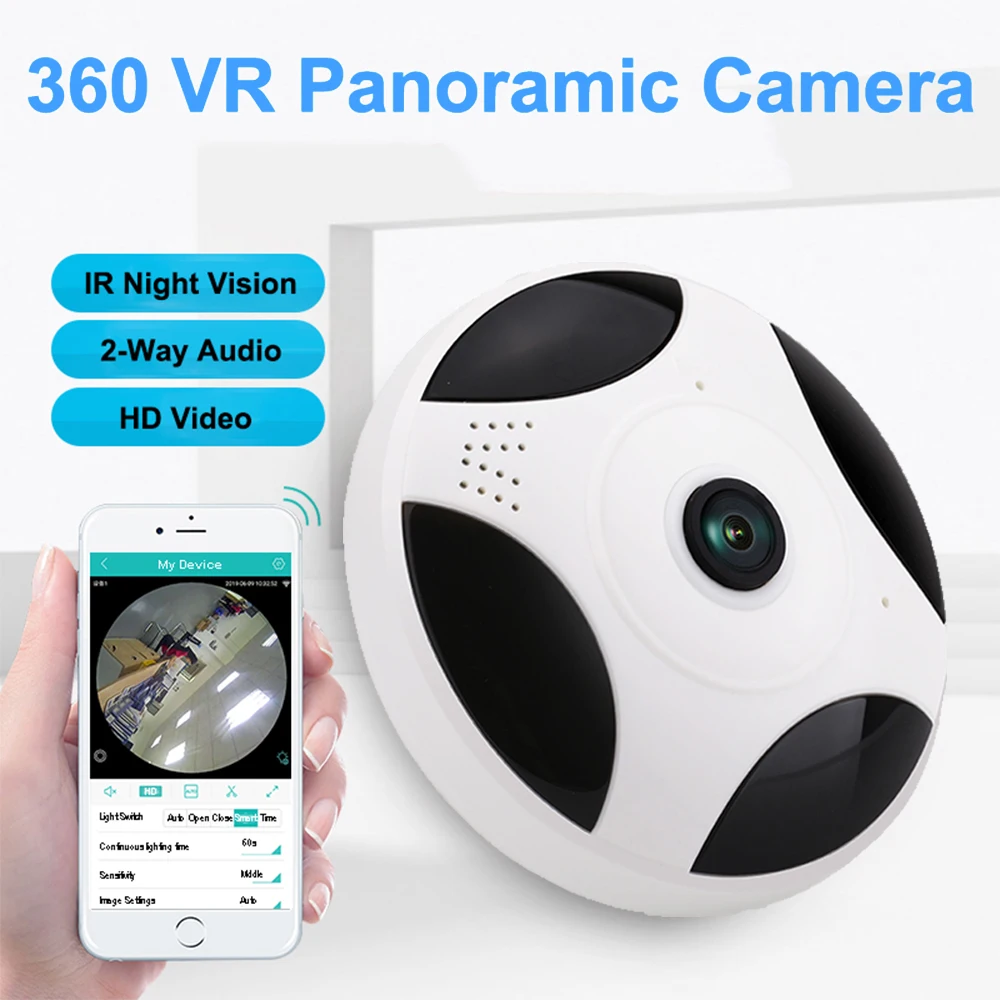 Панорамная камера видеонаблюдения RUSFEIDA 360 градусов HD 960P рыбий глаз Беспроводная