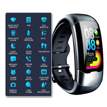 

ECG Smart Bracelet HRV Heart Rate Blood Pressure Monitor IP67 Waterproof Fitness Tracker Wristband with Enhanced Sleep Monitor