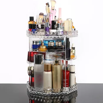 

New 360 Rotating Crystal Cosmetic Storage Box Multifunction Detachable Makeup Organizer
