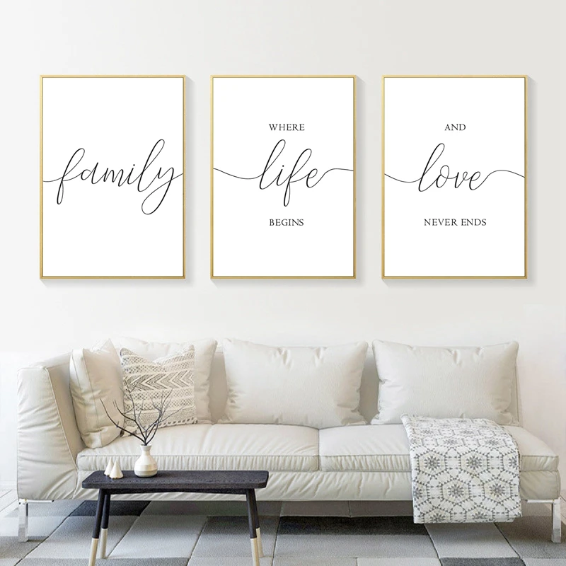 Family-Love-Quote-Print-Black-White-Typography-Poster-Family-Sign-Modern-Wall-Art-Canvas-Painting-Pictures