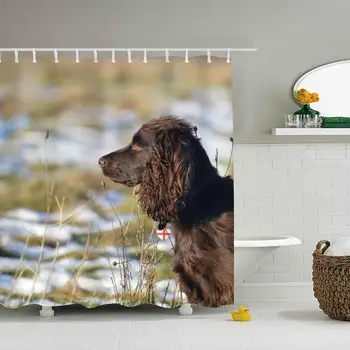 

Animal Cocker Spaniel Dogs Proof and Waterproof Washable Printed Polyester Shower Curtain for Bathroom