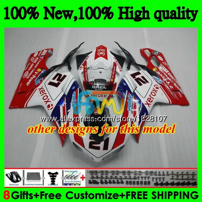 848 1098 для поездок на мотоцикле DUCATI 848R 1098R 1198 07 08 09 10 белый черный 11 70BS. 35 1098S 848S R 1198S 2007 2008 2009 2010 2011 2012 обтекатель